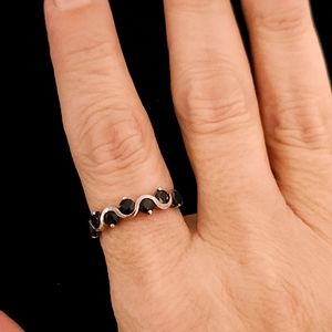 Vintage Ebony and Silver Band Ring